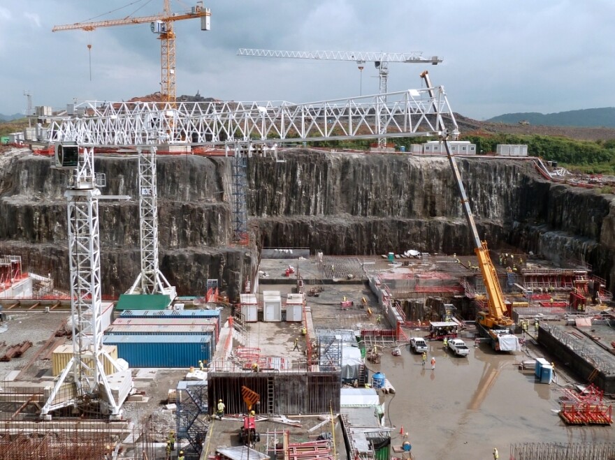 The construction to build a third channel for the Panama Canal began in 2007 and is scheduled to be completed in 2014. This photo shows the state of the construction in December.