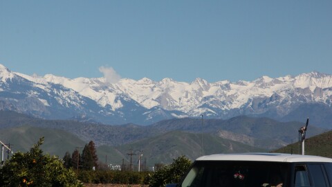 The Sierra Nevada towers over the eastern San Joaquin Valley.