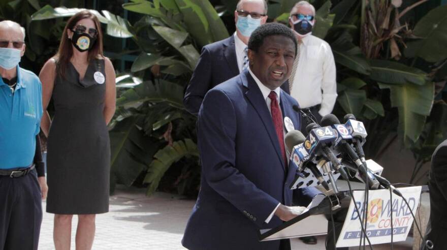 Broward Mayor Dale Holness addresses a press conference