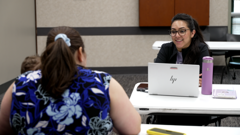 Johanna Medina, community health nurse for the Springfield-Greene County Health Department's Family Connects, leads a support group meeting in Springfield, Mo. in March 2026.
