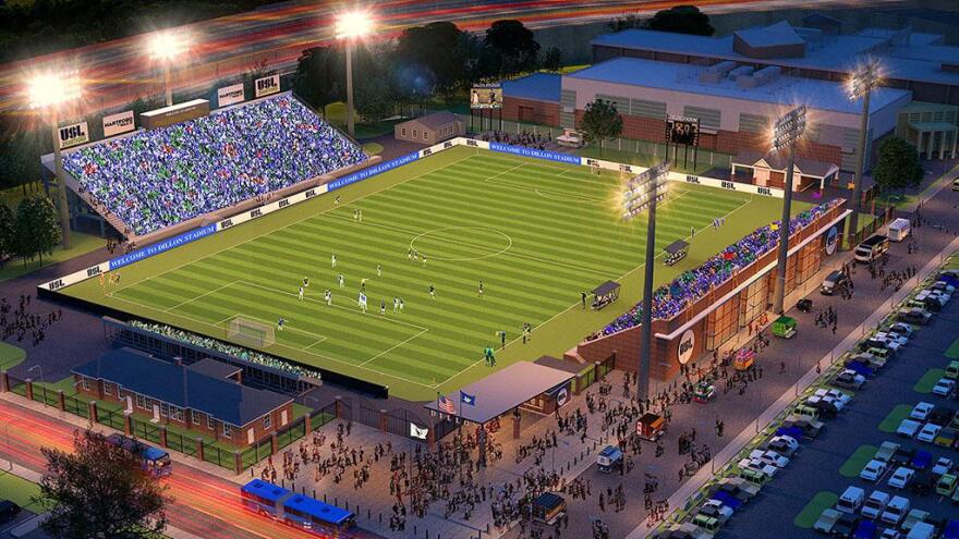 Rendering of Hartford Sports Group's proposed renovations to Dillon Stadium.