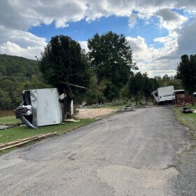 Campers that were damaged by the flood at a trailer park in Giles County