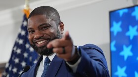 Florida Republican congressman and gubernatorial candidate Byron Donalds addresses members of the Hispanic Police Officers Association in Doral, Fla., after receiving the group's endorsement, Thursday, Aug. 6, 2026,