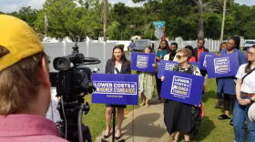  Democratic gubernatorial candidate Nikki Fried discusses affordable housing issues during a campaign stop in Tallahassee.