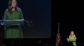 Gov. Sarah Huckabee Sanders was a keynote speaker at the 2025 Arkansas Lithium Innovation Summit, pictured here on Oct. 28, 2025.