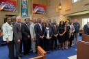 Louisiana Democratic lawmakers hold a joint press conference in opposition to the US House races being suspended.