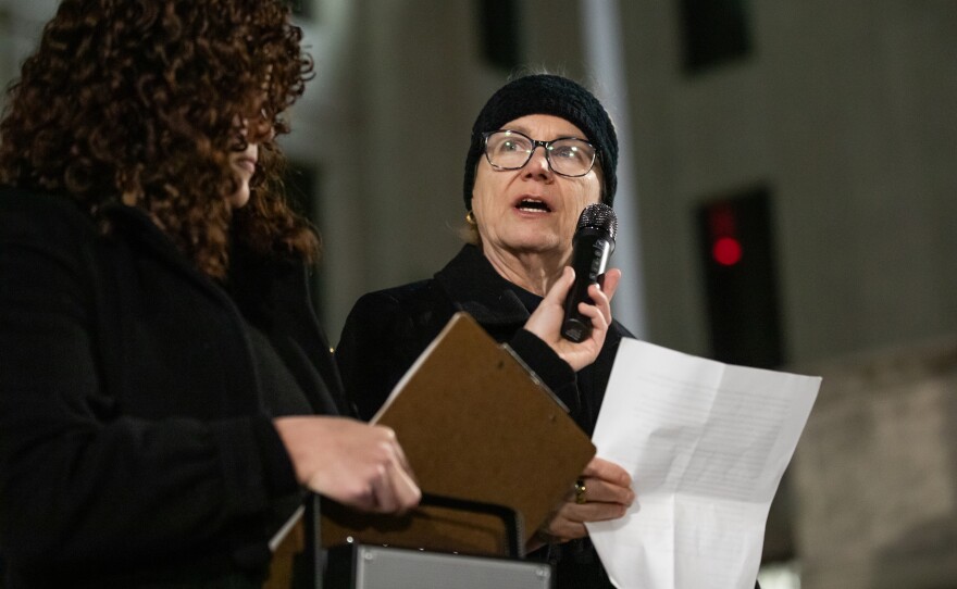 North Carolina State Representative Deb Butler speaks during a vigil for Renee Good and other victims of ICE violence is held on the steps of the Alton Lennon Federal Building in downtown Wilmington on January 14, 2025. Good was shot and killed by an ICE agent in Minneapolis earlier this month.