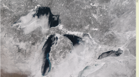 A satellite image of the Great Lakes taken January 31, 2026.