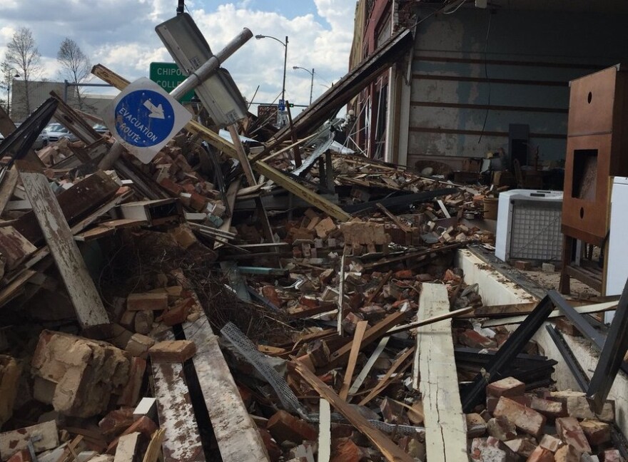 A damaged building in downtown Marianna, Florida. 