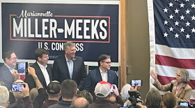 From left to right, Representatives Mike Flood (NE), Dale Strong (AL), Darin LaHood (IL), Mike Johnson (LA) and Mariannette Miller-Meeks (IA).