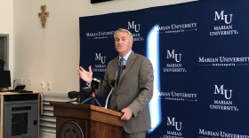 Marian University President Daniel J. Elsener speaks during a press conference announcing a new two-year college.