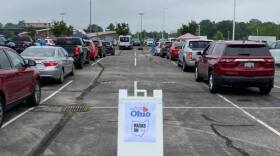 A pop-up testing site at Eaton High School in Preble County in July, where the health department was also distributing free masks and hand sanitizer.