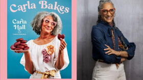 The cover of "Carla Bakes" and author Carla Hall. (Courtesy of 4 Color Books and Marvin Joseph)