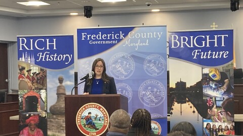 Frederick County Executive Jessica Fitzwater addresses residents on the results of the disparity study.