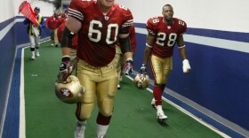 <p>Former San Francisco 49ers offensive lineman Ben Lynch (center). </p>