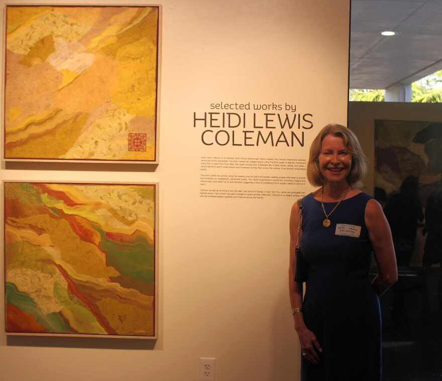 Heidi Lewis Coleman at opening of 'Dreamscapes' exhibition in Foulds Theatre Lobby at Alliance for the Arts.