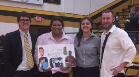 Now State Superintendent of Public Instruction Ryan Walters (far right) in 2017 when he was a history teacher at McAlester High School.