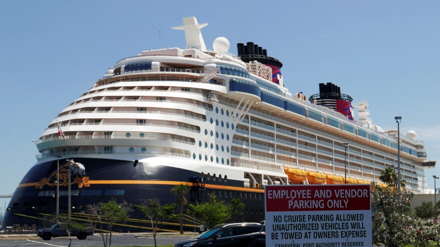 Due to the coronavirus, a Disney cruise ship was docked at Port Canaveral on April 4, 2020.