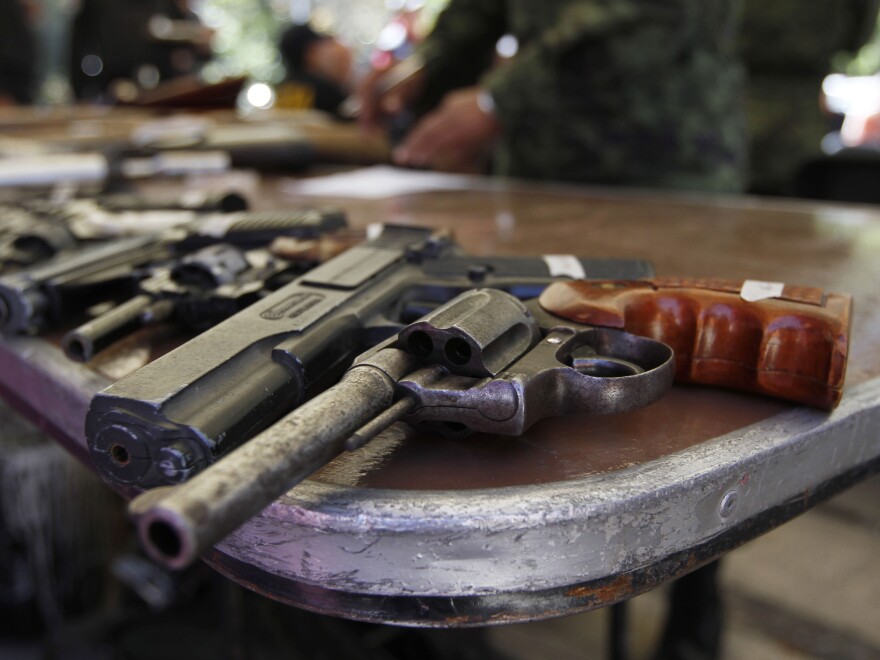 These weapons, in the Iztapalapa neighborhood of Mexico City, were handed over by their owners during a government program that accepts weapons in exchange for bicycles, computers, tablets or money.