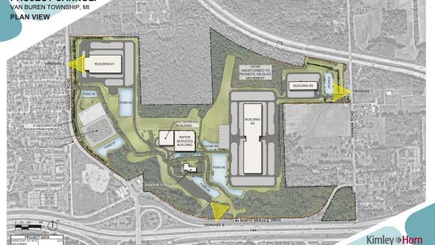Site plan for Google's hyperscale data center in Van Buren Township