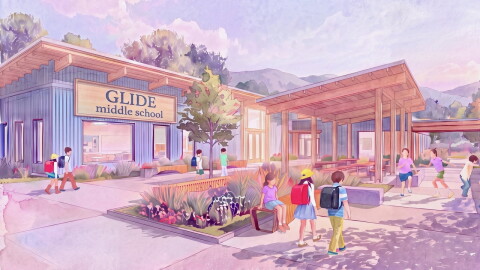 An artist rendering of a proposed middle school 