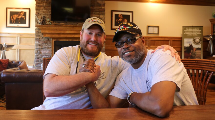 As co-facilitators at The Big Red Barn in Aiken, Dan Stover and Sheldon Bullock help provide services for veterans with Post Traumatic Stress Disorder.