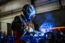 Worker welding