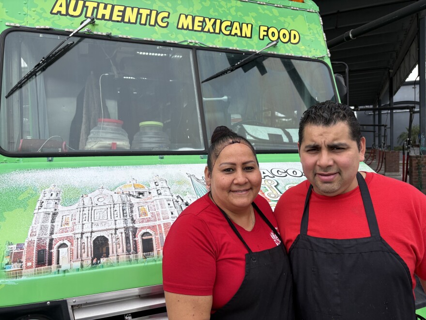 Amparo Garcia (left) and Edie Serrano, pictured here on March 31, 2026, opened the La Villita food truck in Fresno in 2019. It’s located next to a car wash in north Fresno.