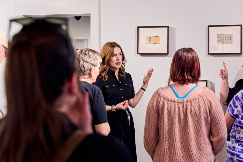 Kristen Hill provides a guided tour of the James Castle House gallery with live American Sign Language interpretation.