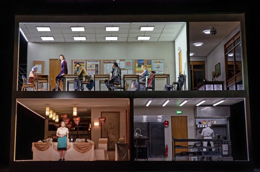 Vilma Jää (above) as Markéta and Joyce DiDonato (below) as the Waitress in a scene from Saariaho's "Innocence."