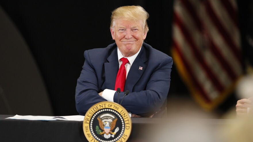 President Trump speaks at a roundtable on the economy and tax reform in April. Heading into the 2020 campaign, Democratic candidates are trying to find arguments against him on the economy, which is doing well according to top-line indicators.