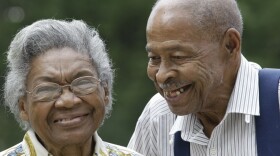The happy couple. Lena Henderson and Roland Davis, who will marry again on Saturday.