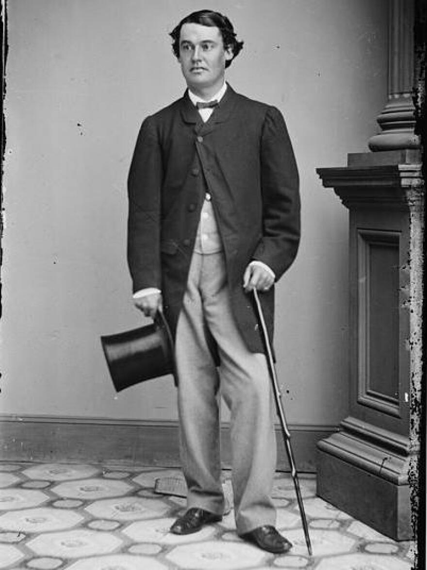 Abram Hewitt with hat in hand, circa 1865.