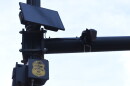A Flock Safety automatic license plate camera at the corner of 5th Avenue and North High Street was covered with a plastic bag on September 4, 2026 by the Columbus Division of Police after Mayor Andrew Ginther suspended the use of the surveillance technology.