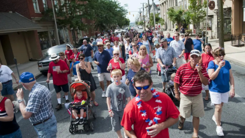 Nazareth, PA, marks the 4th of July every year with a kazoo parade; a cherished tradition where hundreds of participants march through the downtown humming patriotic tunes.