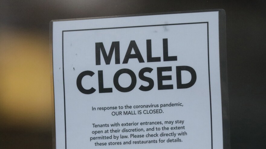 A " mall closed" sign is shown at an entrance of City Creek Center Thursday, April 9, 2020, in Salt Lake City.