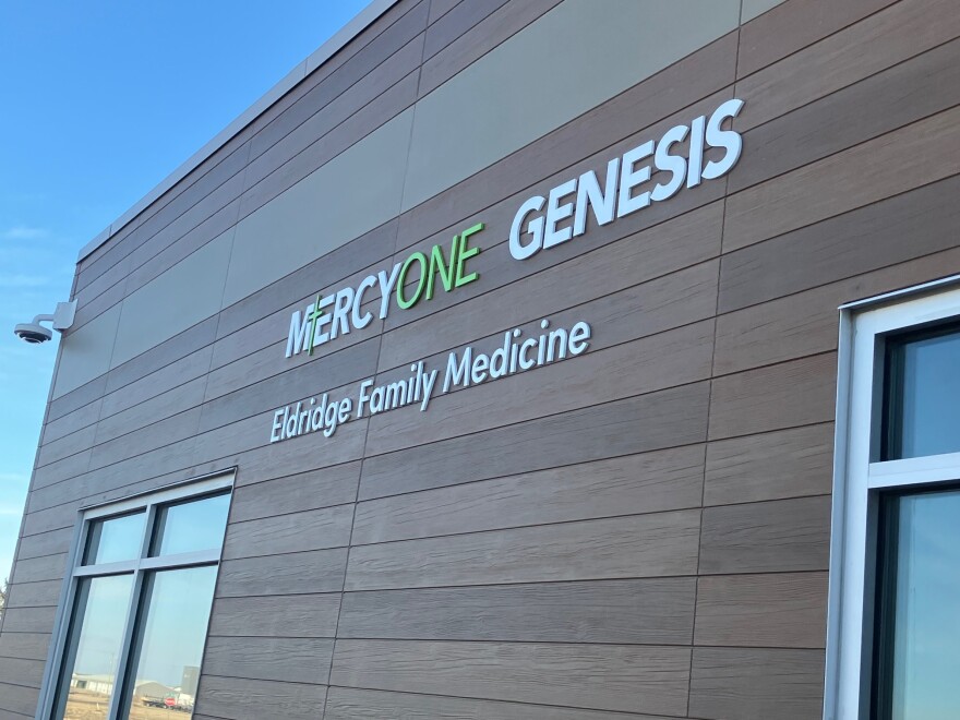 The exterior of the expanded MercyOne Genesis Eldridge Family Medicine, to open to the public Friday, Feb. 13, 2026.