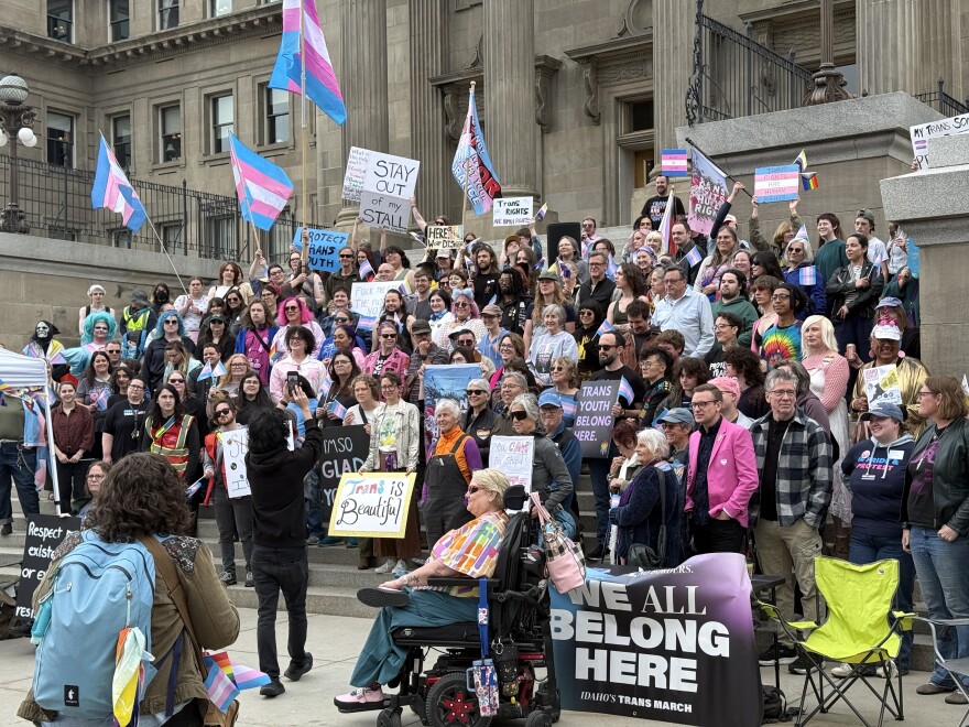 200 Idahoans showed up to the Capitol building steps Tuesday, March 31 for Trans Day of Visibility.