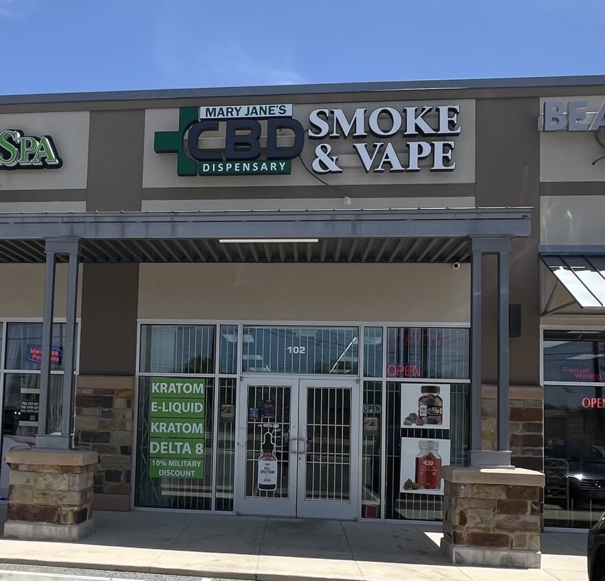 The Mary Jane CBD storefront, in a strip mall next to a nail salon.