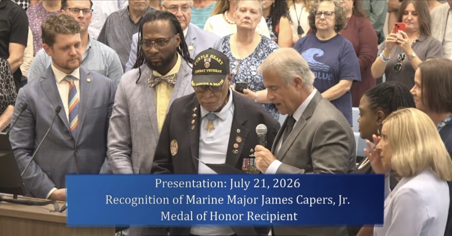 U.S. Marine Corps Maj. James Capers, Jr. was recognized by the Wilmington City Council's July 21 meeting, after receiving the Congressional Medal of Honor on June 18, 2026, for exhibiting bravery and dedication while serving in the military for over 20 years.