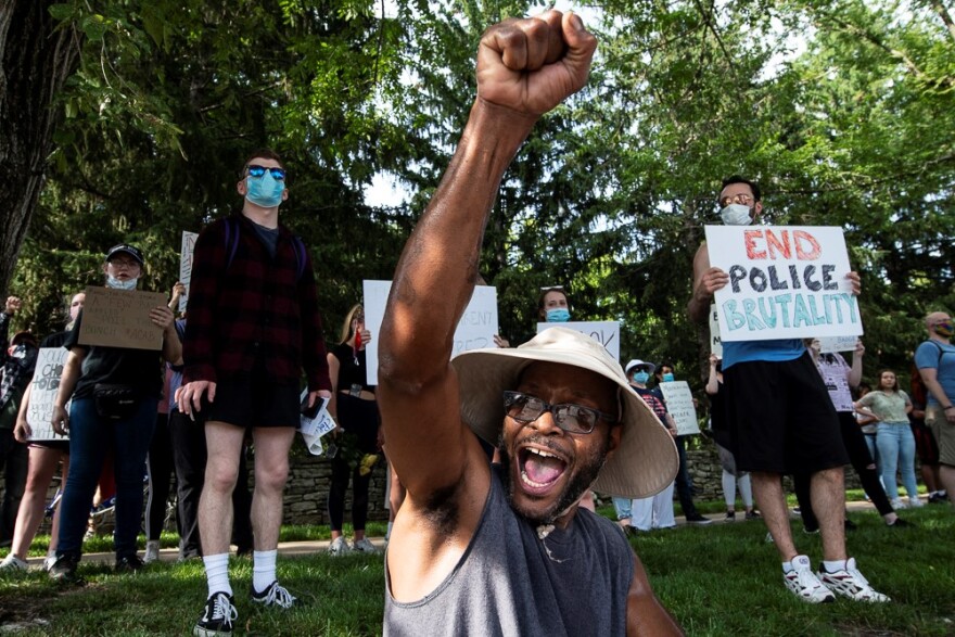 Sharkey Phillips joined the Unity March, which began near the Nelson-Atkins Museum of Art and made the short journey to Mill Creek Park.