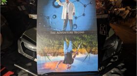 The poster for BioQuest, a documentary about Daryl Thompson's efforts to find healing properties in the Everglades, sits on top of one of the all-terrain four-wheelers used by Thompson and his team