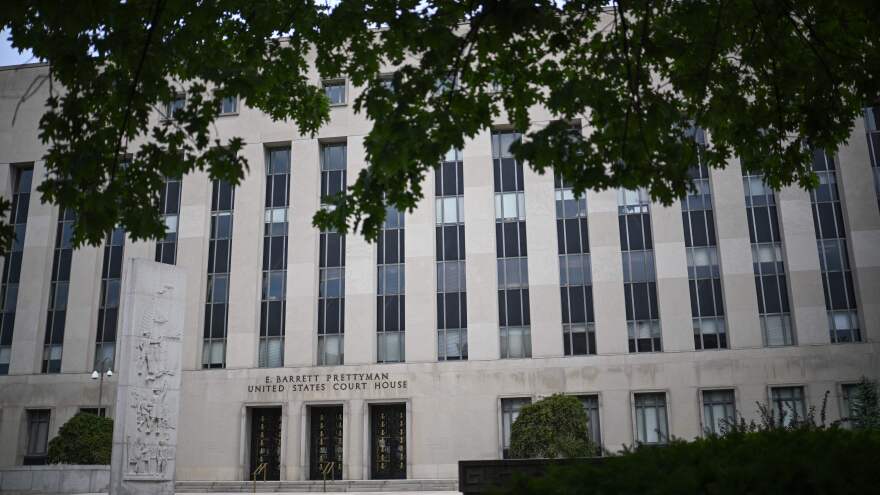 The E. Barrett Prettyman U.S. Courthouse in Washington on Aug. 5. Judge Tanya Chutkan received death threats on her chamber's phone line, a court affidavit says.