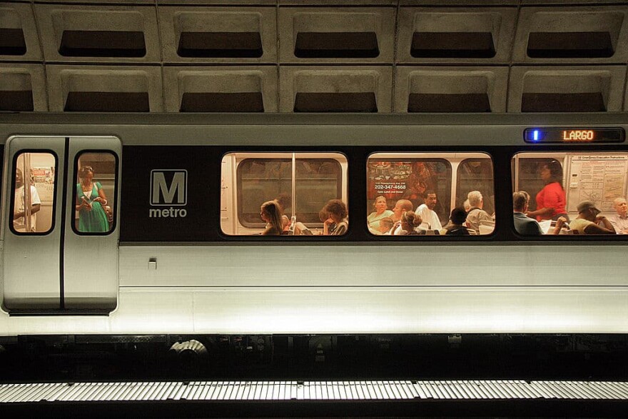 A Metro train rolls into the McPherson Square station Aug. 8, 2007 in Washington, D.C. (Karen Bleier/AFP/Getty Images)