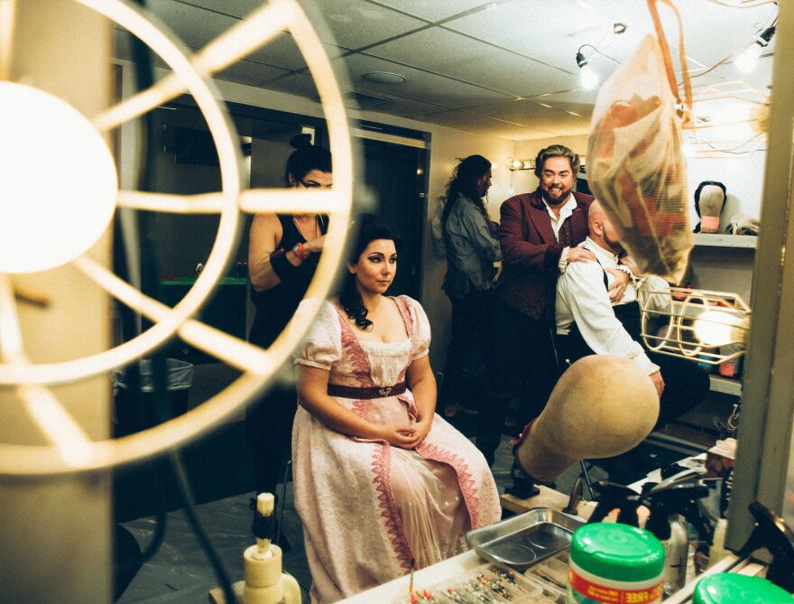 The cast of <em>Tosca</em> prepares to perform with the Nashville Opera at the Tennessee Performing Arts Center.