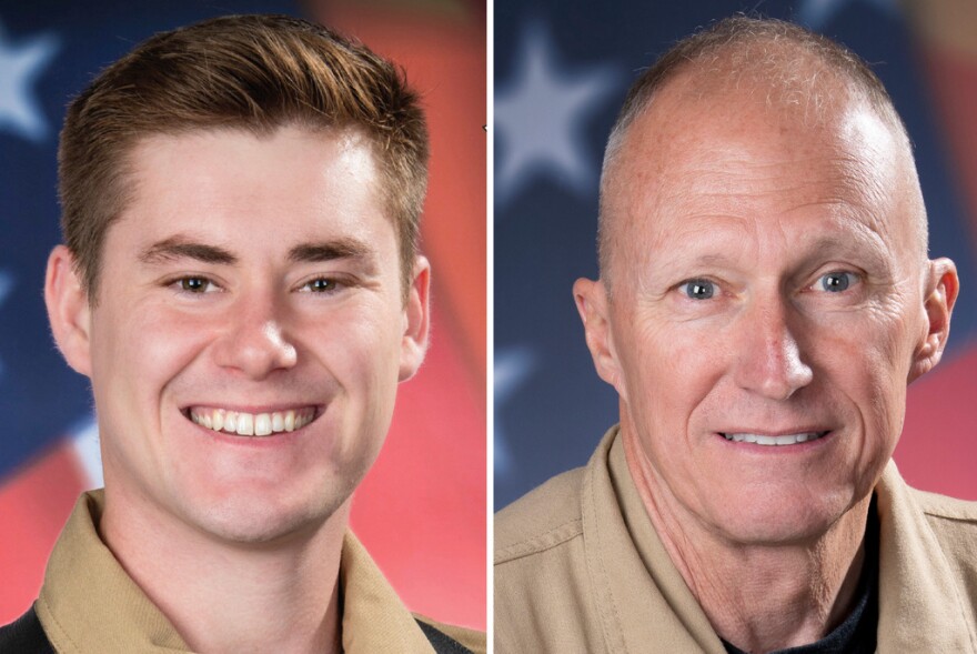 This photo combo shows from left, trooper Hunter R. Bennett and pilot Robert Bruce Skankey. They were killed when their Department of Public Safety helicopter crashed in Flagstaff on Feb. 4, 2026.