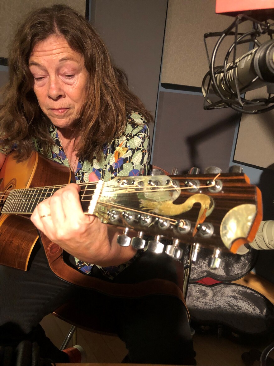 Claudia Schmidt in the NHPR studio performing on The Folk Show