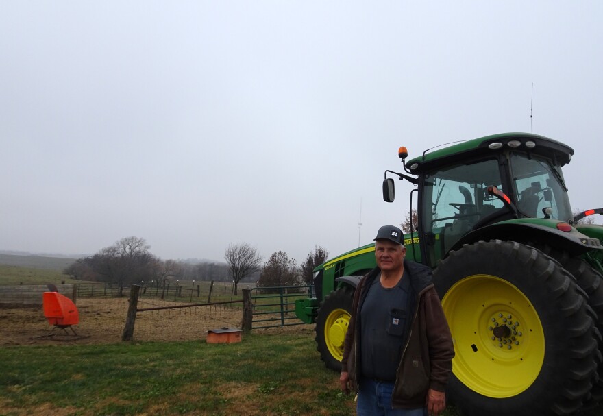 Bob Lager on his farm 5 miles south or Maryville.