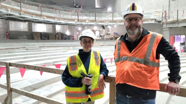 Anne Lefter and Ted Renner in the Great Hall. "You can just feel the spaciousness in here, how it just opens up,” Lefter said.