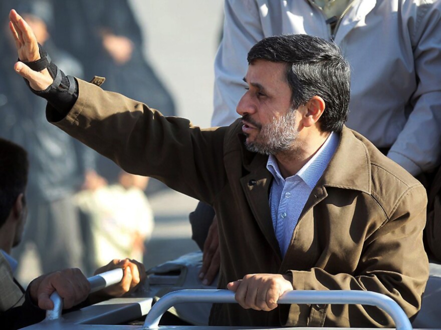 Iranian President Mahmoud Ahmadinejad regularly defends his country's nuclear program despite international criticism. The president is shown here on a visit to Varamin, south of Tehran, on Wednesday. 